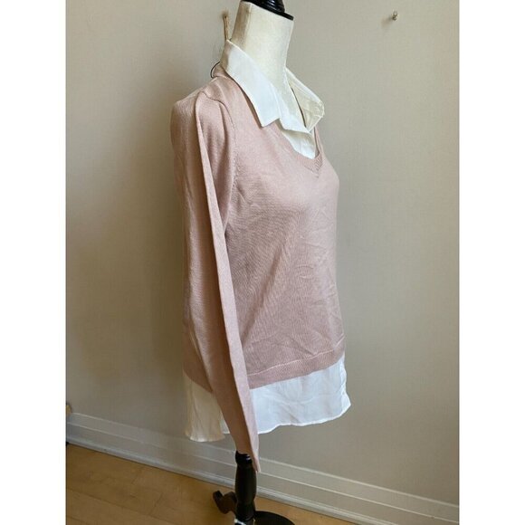 Adrianna Papell BNWOT  sweater women sz Medium NEW twofer collared - Picture 3 of 6